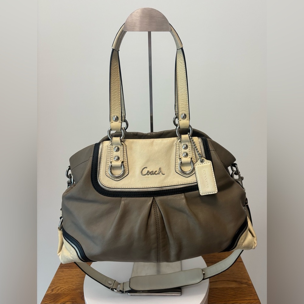 Coach Vintage Cream/Tan/Grey Leather Shoulder/Tote Bag